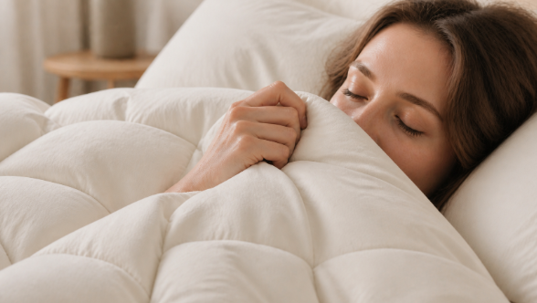 a down comforter with a linen shell a down comforter with a linen shell